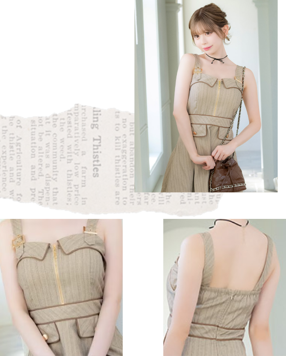 ストライプキャミドレスディテール画像