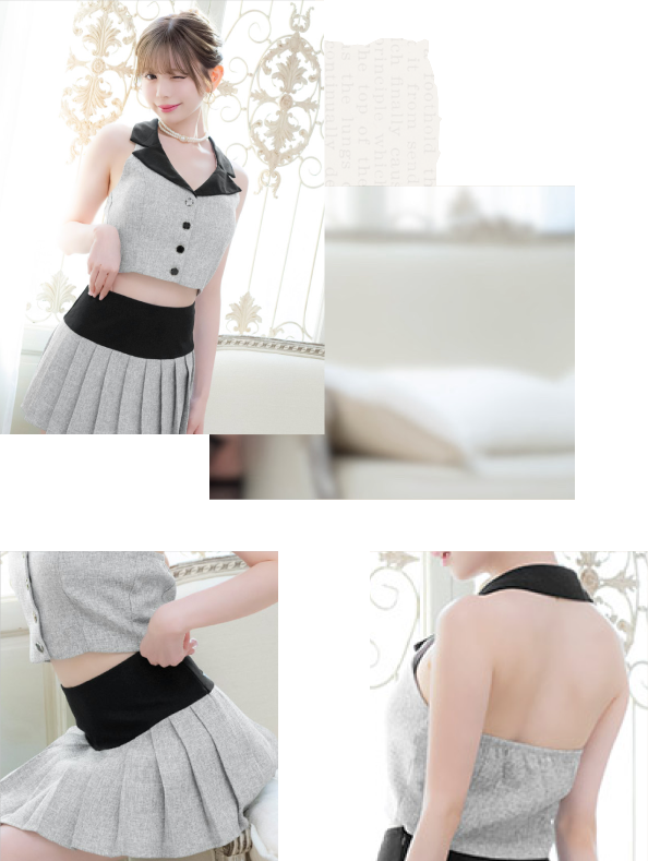 ホルターネックセットアップドレスディテール