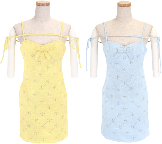 キャミソールコードデザインドレスカラバリ画像