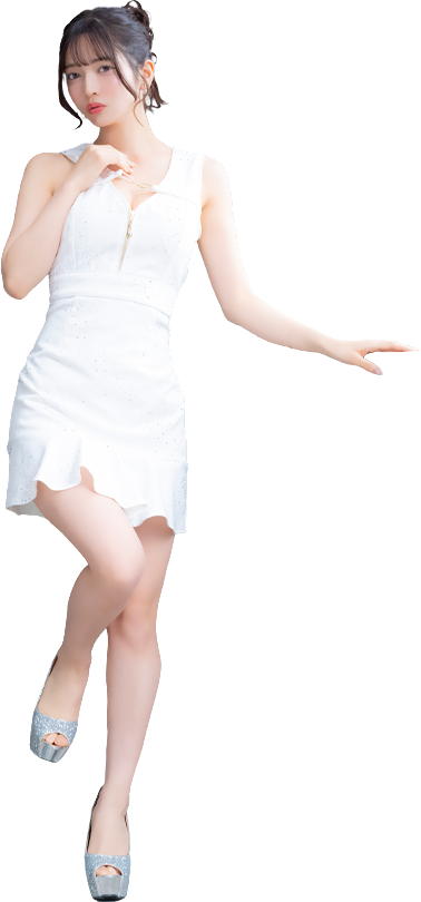 谷間チェーン裾フリルドレス全身画像