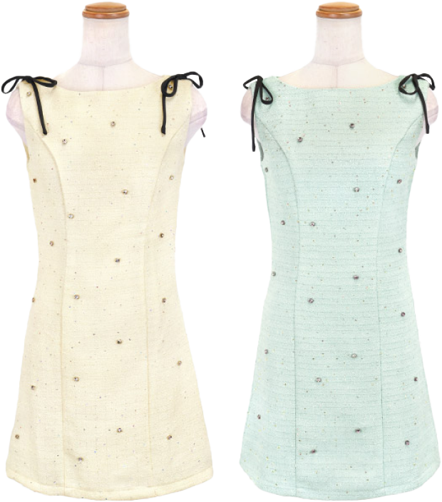 ノースリーブツイードドレスカラバリ画像