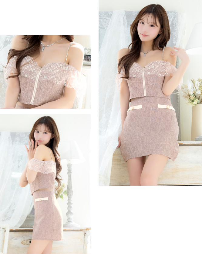 フロントジップセットアップドレスディテール画像