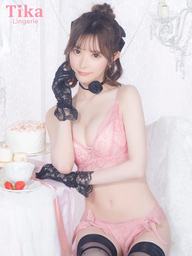 ラブリー フリル リボン レース ワイヤー カップブラジャー ショーツ 2点セットのメイン画像