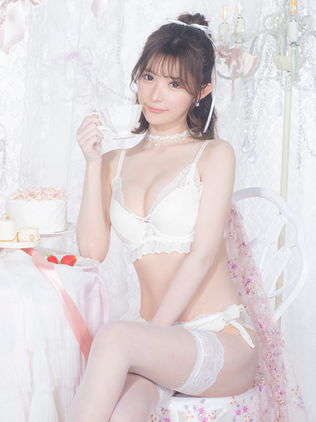 チュール フリル リボン レース ワイヤー カップブラジャー ショーツ 2点セットのイメージ画像1