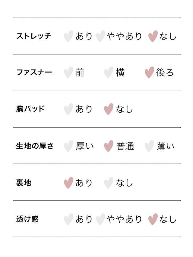 襟付きレース×リボンミニワンピースのスペック表