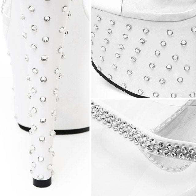 キャバヒール イメージ2 ストーン付き厚底クリアサンダル