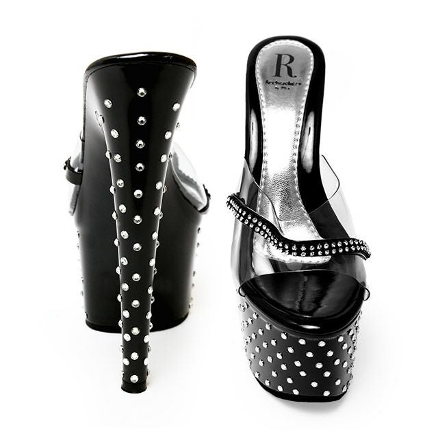 キャバヒール イメージ1 ラインストーンドット風デザインクリアサンダル