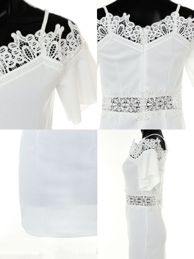 イメージ画像7 キャバドレス 安い Tikaholic ティカホリック miho着用 レース 切替 半袖 タイト ミニドレス ホワイト ブラック レッド S?XLサイズ キャバ ドレス 大きいサイズ タイトドレス 袖あり ミニ 膝丈 可愛い 白 黒 赤 通販