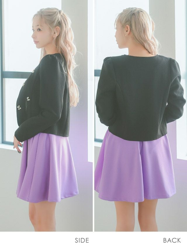 イメージ画像3 パール×ビジューフラワーデザイン長袖ボレロ