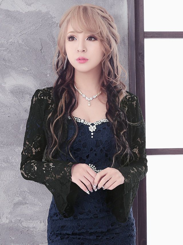 イメージ画像1 総レースベルスリーブ長袖ボレロ