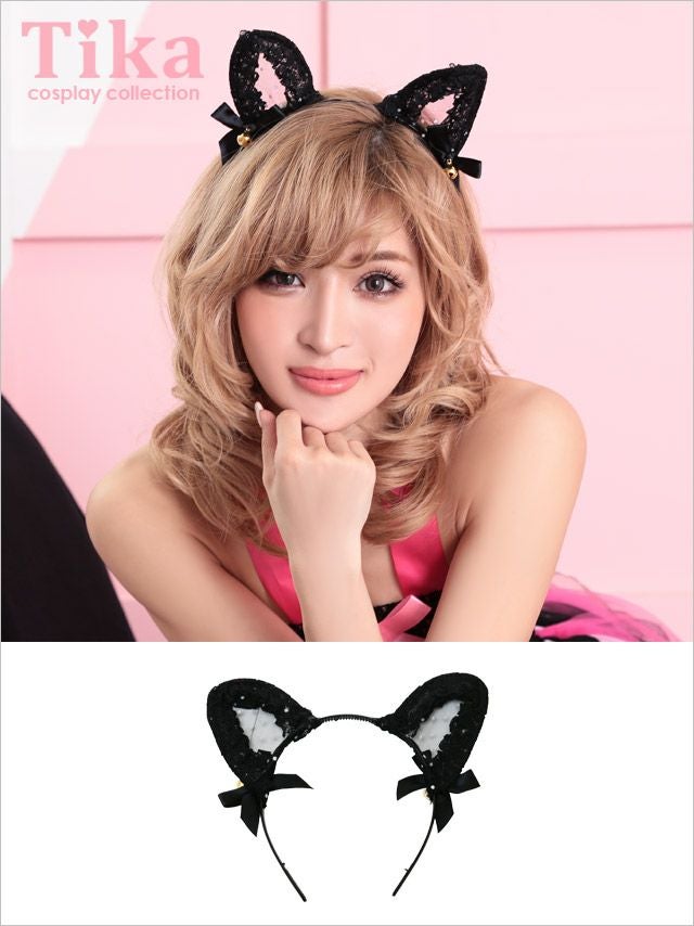 コスプレ衣装 コスプレ 小物 リボン付きネコ耳カチューシャ