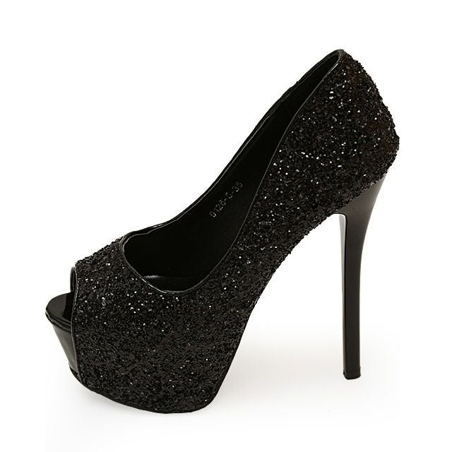 キャバヒール イメージ1 グリッターキラキラハイヒールオープントゥパンプス