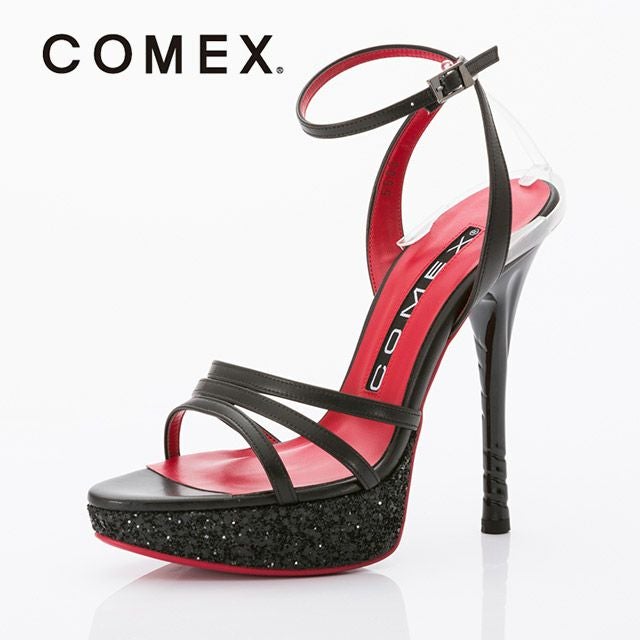 キャバヒール メイン画像 COMEX コメックス ブラックグリッターストラップサンダル