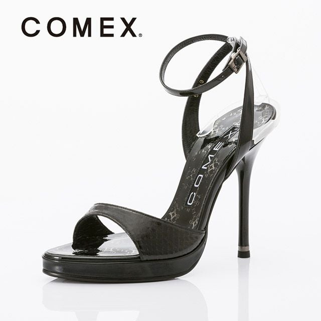 キャバヒール メイン画像 パイソン柄×レザーストラップサンダル