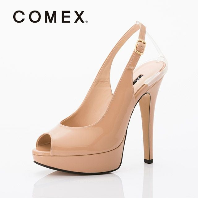 キャバヒール メイン画像 美フォルムピンクベージュバックストラップレザーサンダル