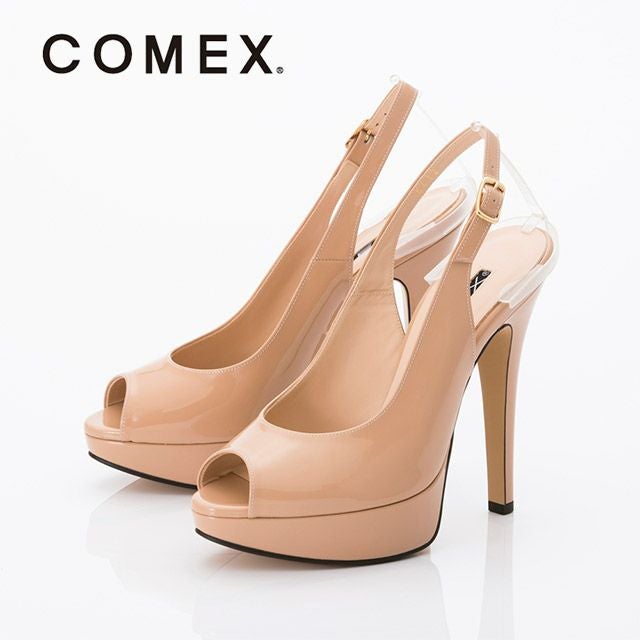 キャバヒール イメージ1 美フォルムピンクベージュバックストラップレザーサンダル