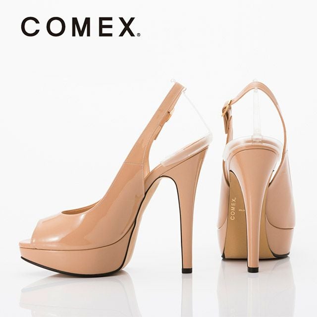 キャバヒール イメージ2 美フォルムピンクベージュバックストラップレザーサンダル