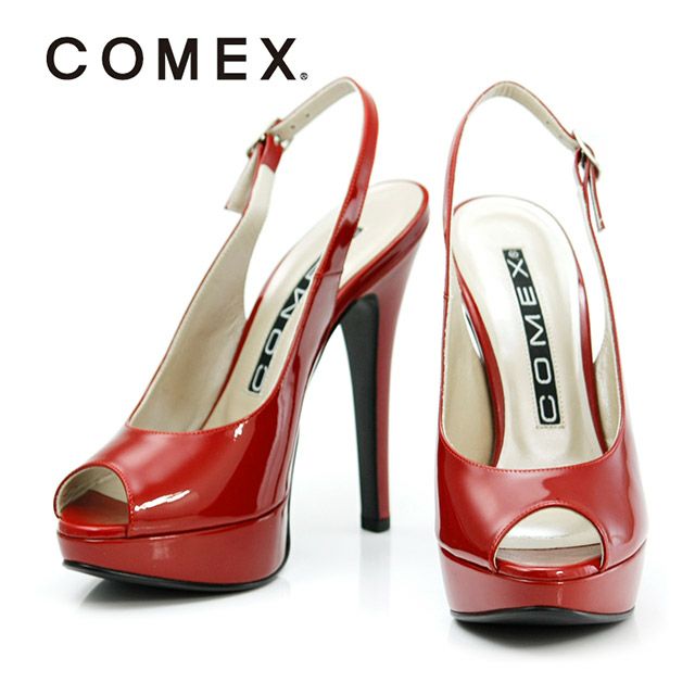 キャバヒール メイン画像 美フォルムレッドバックストラップハイヒールサンダル