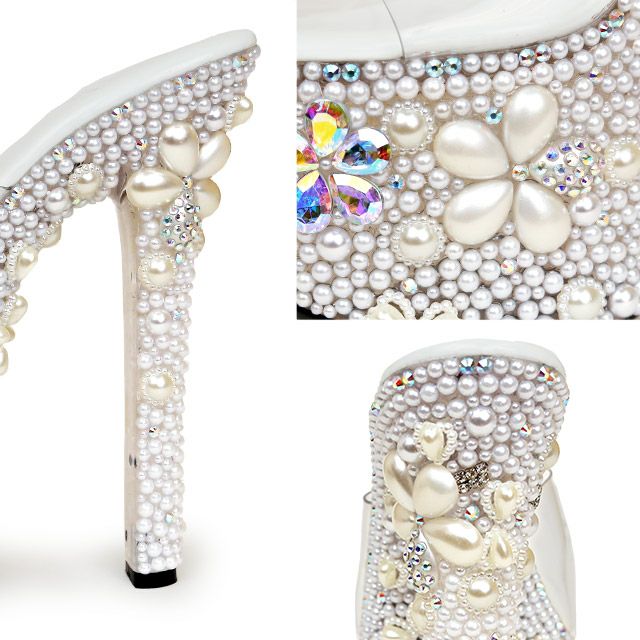 キャバヒール イメージ5 パールビジューフラワークリアサンダル