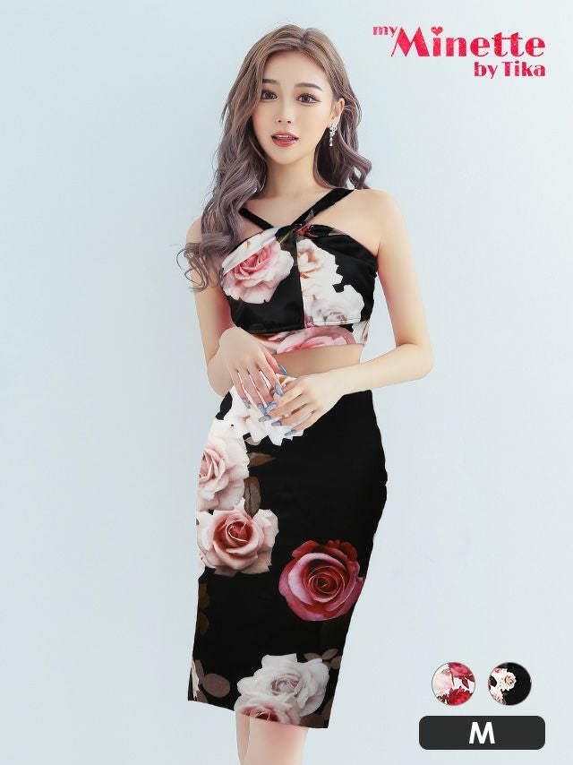 イメージ画像8 キャバドレス 激安 Tikaholic ティカホリック miho着用 フラワー プリント セットアップ タイト ミニドレス ホワイト ブラック Mサイズ キャバ ドレス aライン フレアドレス ナイトドレス キャバ嬢 キャバクラ ラウンジ スナック 白 黒 安い 通販