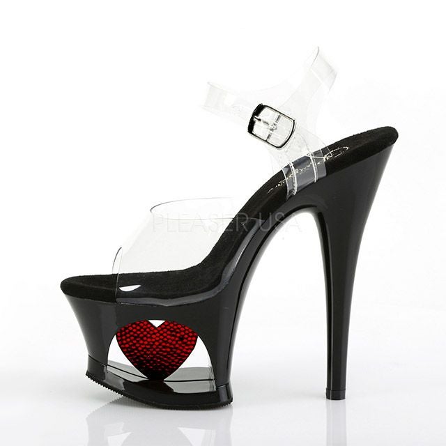 キャバヒール イメージ1 キラキラハートクリアアンクルストラップサンダル