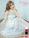 イメージ画像6 キャバドレス ロング  Tika ティカ 杉山佳那恵着用 ホルターネック チュール ロングテールドレス ホワイト レッド ブラック Mサイズ キャバ ドレス エレガント ロングワンピース 白 赤 黒 通販