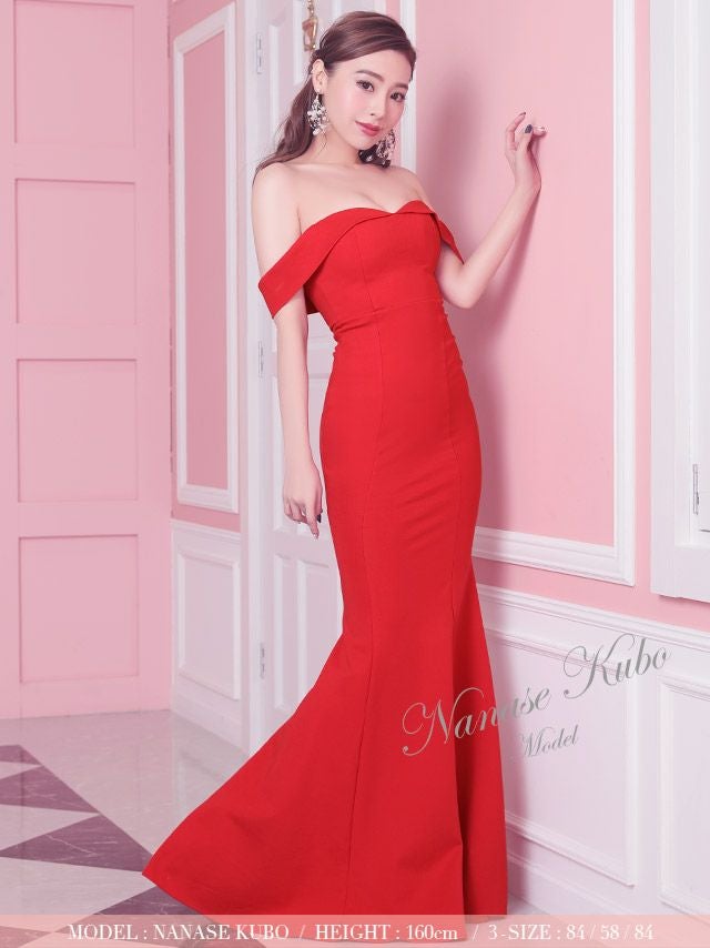 イメージ画像13 キャバドレス ロング  Tika ティカ ゆんころ着用 オフショル マーメード ロングドレス ホワイト ピンク チェリーピンク レッド ブルー パープル ブラック S?XLサイズ キャバ ドレス 大きいサイズ エレガント ロングワンピース 白 赤 青 紫 黒 通販