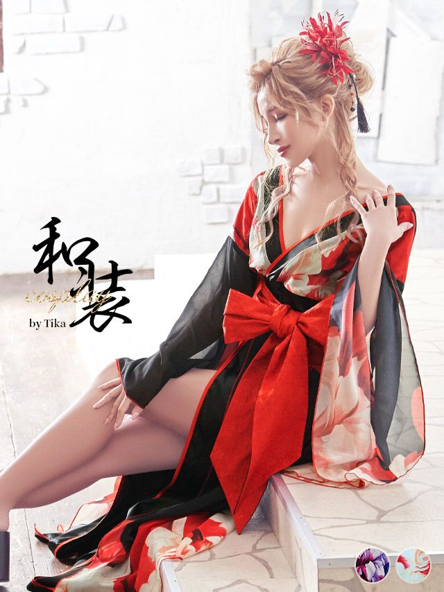 コスプレ衣装 花柄和テイスト花魁コスプレ1点セット