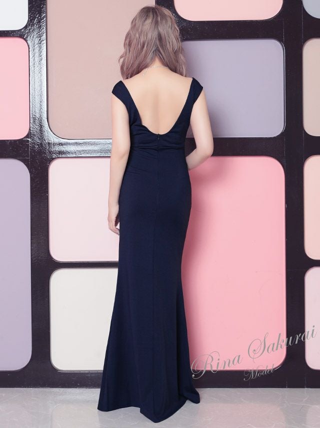 イメージ画像5 キャバドレス ロング  Tika ティカ さくりな着用 ウエスト リボン ワンカラー マーメイド ロングドレス ワインレッド ネイビー ブラック S?XXXLサイズ キャバ ドレス 大きいサイズ エレガント ロングワンピース 赤 紺 黒 通販