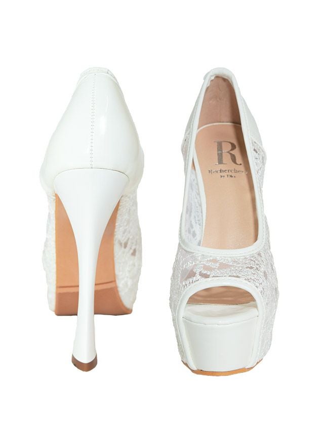 キャバヒール イメージ4 ホワイトレースパンプス