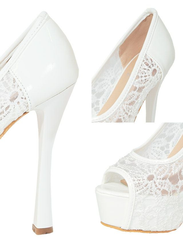 キャバヒール イメージ5 ホワイトレースパンプス