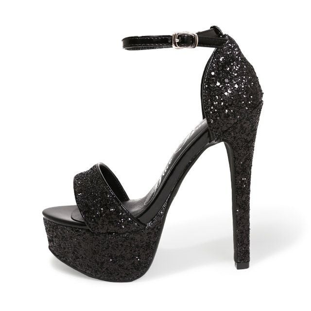 キャバヒール イメージ1 キラキラアンクルストラップグリッターラメハイヒールサンダル