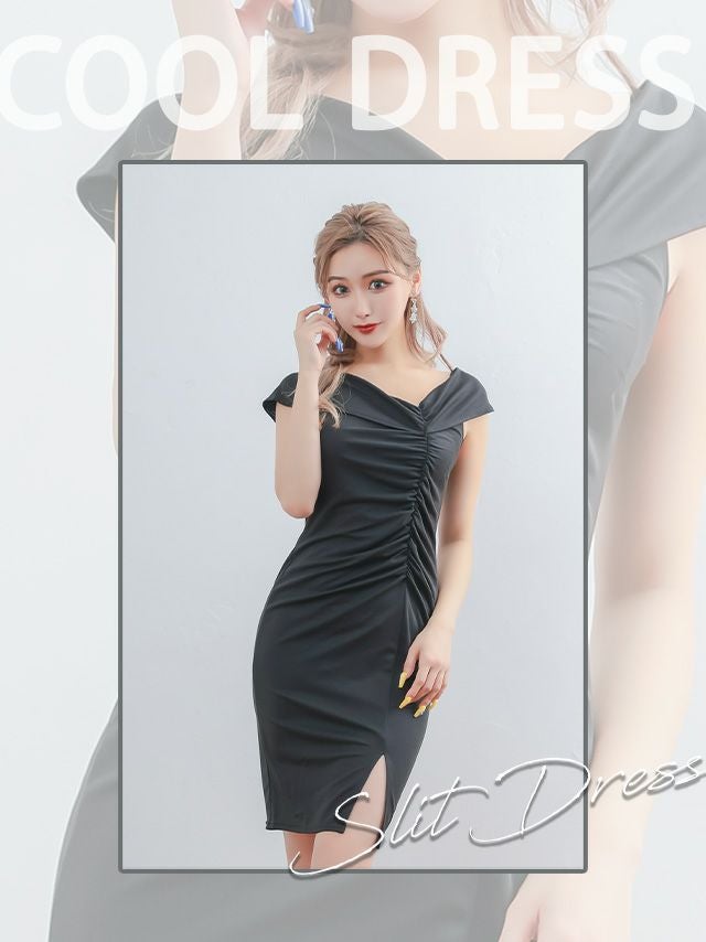 イメージ画像1 キャバドレス 激安 Tikaholic ティカホリック 田中紗貴着用 オフショル シャーリング スリット ワンカラー タイトドレス ピンク ワインレッド ブラック Mサイズ キャバ ドレス ナイトドレス キャバ嬢 キャバクラ ラウンジ スナック 安い 通販