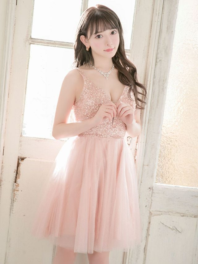 イメージ画像3 Tika XXS?Sサイズ LA直輸入 LAインポートドレス 黒崎みさ着用  キラキラスパンコールビーズフレアAラインミニドレス 4サイズ展開 /レディース/キャバドレス【キャバ嬢 キャバクラ キャバドレス ドレス ラウンジ スナック ナイトワーク お水】