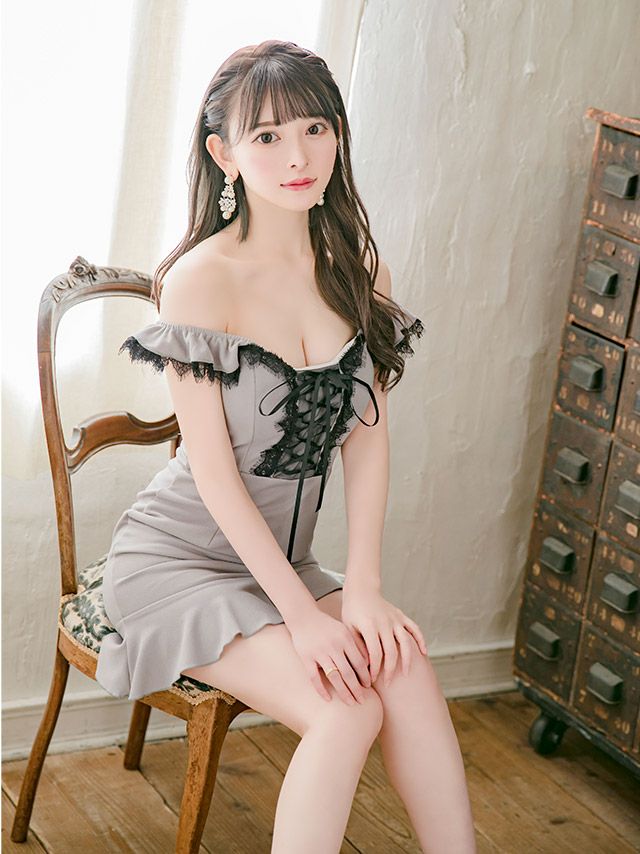 イメージ画像3 Tika S?/Lサイズ 黒崎みさ着用 編み上げフリルレースマーメイドラインミニドレス  3サイズ展開 /レディース/キャバドレス【キャバ嬢 キャバクラ キャバドレス ドレス ラウンジ スナック ナイトワーク お水】