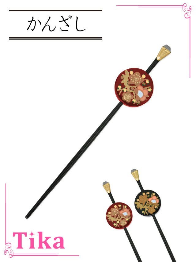 コスプレ衣装 コスプレ 小物 和装 蒔絵風和柄平打簪 花魁かんざし