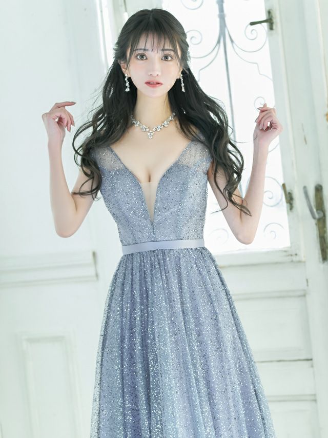 イメージ画像2 バストシースルーラメデザインAラインロングドレス キャバドレス キャバクラ キャバ クラブ ラウンジ スナック キャバクラドレス ナイトドレス ロング丈 マキシ丈 フレア ホワイト シルバー ブラック 白 黒 バースデードレス 誕生日 バースデー セクシー エレガント