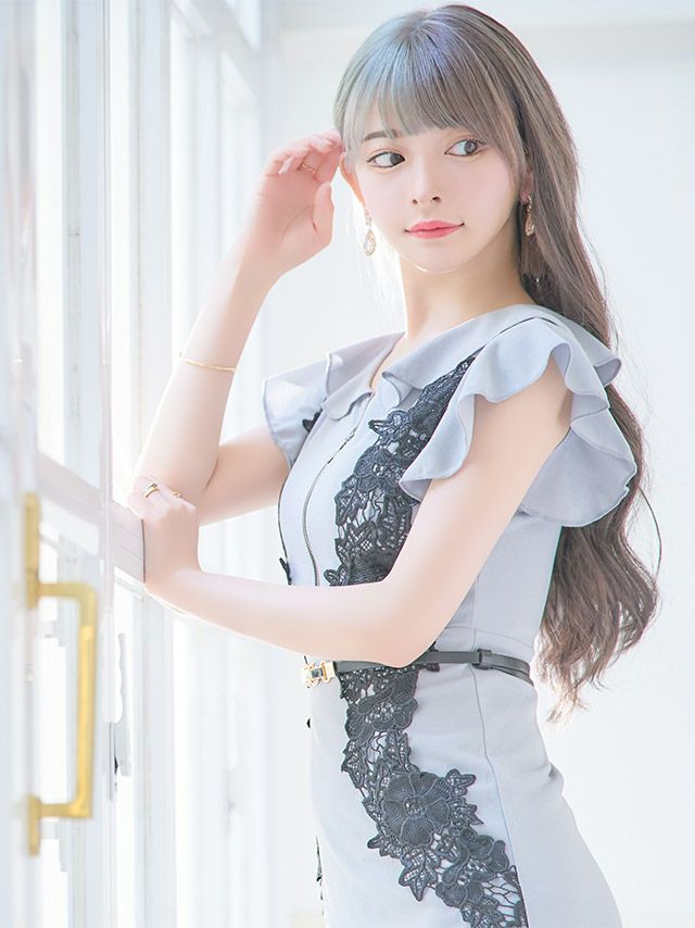 イメージ画像3 フロントファスナーデザインフラワー刺繍レースウエストベルト付きタイトミニドレス キャバドレス キャバ キャバクラ クラブ ラウンジ スナック キャバクラドレス ナイトドレス 膝丈 ミニ丈 半袖 袖あり 大きいサイズ タイトドレス ワンピース ワンピ ミニワンピ