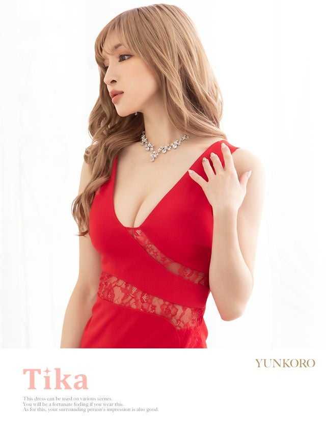 イメージ画像7 フラワー刺繍レース切り替えワンカラーサイドスリットタイトミニドレス キャバドレス キャバクラ キャバ クラブ ラウンジ スナック キャバクラドレス ナイトドレス セクシー セクシードレス ブルー ブラック 青 黒 シンプル 大人 膝丈 ミニ丈 ノースリーブ 花柄 激安