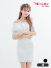 イメージ画像6 キャバドレス ミニドレス 激安 ミニ丈 myMinette マイミネット オフショルパールボタンレースタイトミニドレス