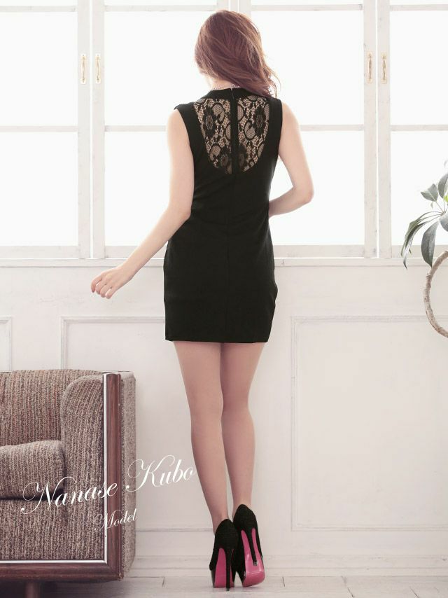 イメージ画像4 バックレースカシュクールウエストベルトタイトミニドレス (レッド/ブルー/ブラック) (Mサイズ) (杉山佳那恵/キャバドレス着用)