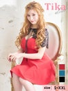 キャバドレス ミニドレス フレアドレス Aライン 大きいサイズ Tika ティカ ネックリボン袖レースAラインフレアミニドレス