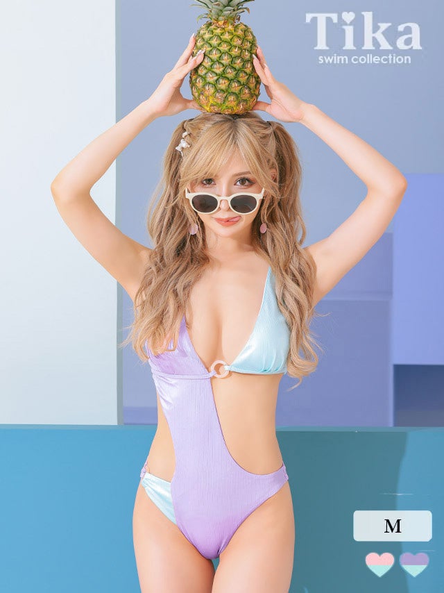 水着 カットアウトリンググリッター三角モノキニセクシービキニ
