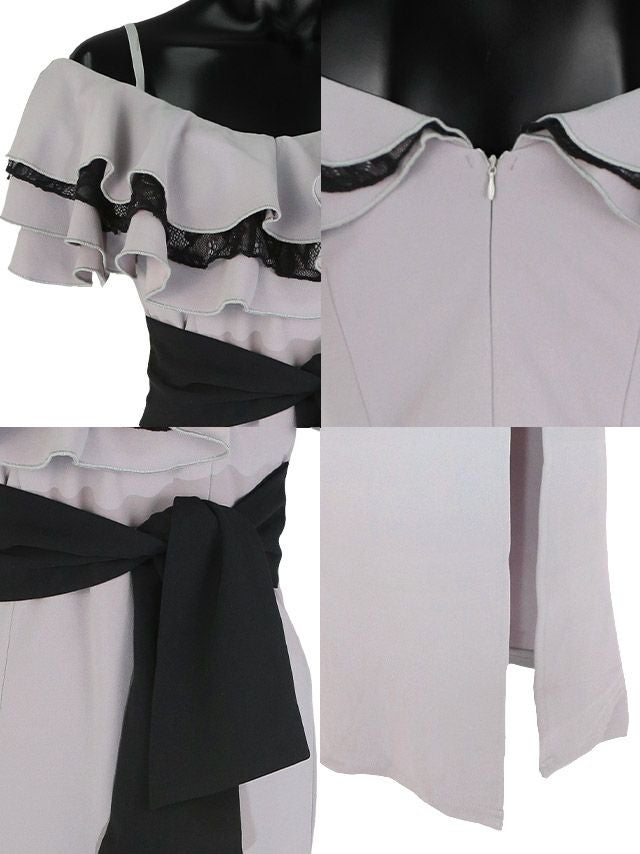 イメージ画像15 キャバドレス ロングドレス マキシ丈 ロング丈 大きいサイズ Tika ティカ ティアードフリルタイトスリットロングドレス