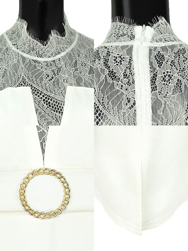 キャバドレス ミニドレス タイトドレス 大きいサイズ Tika ティカ シアーハイネック切り替えウエストリングベルトタイトミニドレス