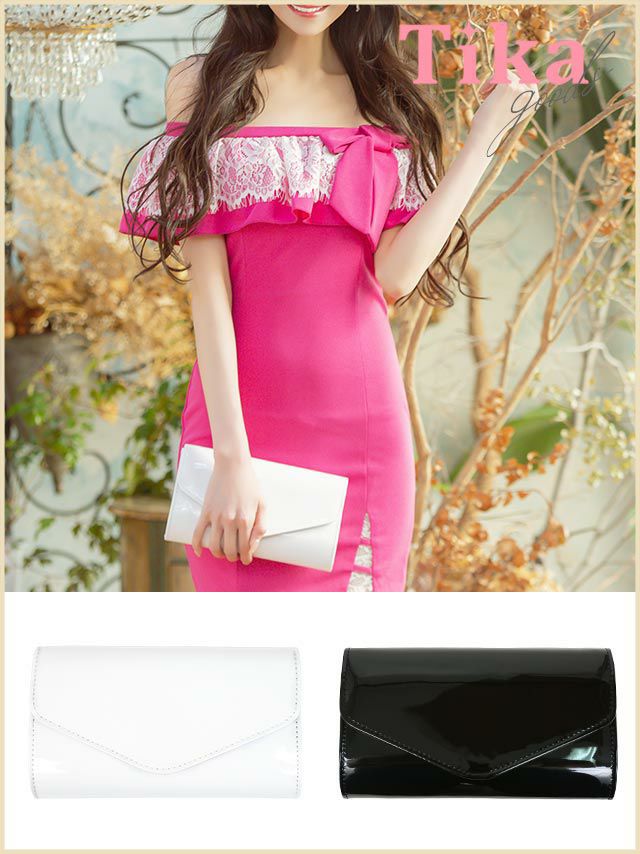 バッグ クラッチバッグ 鞄 カバン ミニバッグ ショルダーバッグ レディース Tika ティカ 2Wayエナメルシンプルクラッチミニバッグ