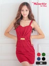 キャバドレス ミニドレス タイトドレス キャミドレス 激安  myMinette マイミネット ギャザーキャミウエストフレームベルト付きミニドレス