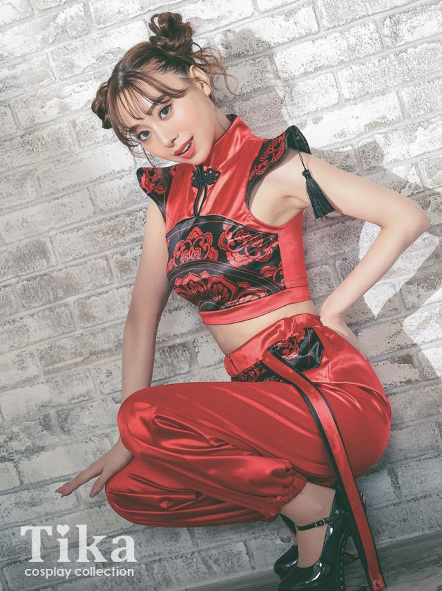 コスプレ衣装 セットアップカンフー チャイナドレス ハロウィン コスプレ2点セット