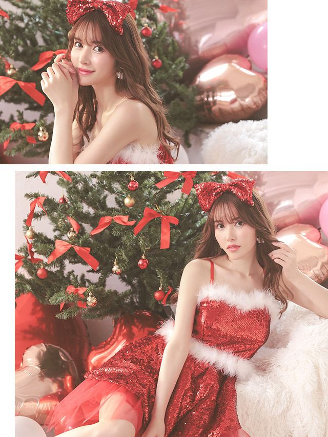 サンタ コスプレ サンタコスチューム 衣装 仮装 可愛い セクシー サンタクロース Tika ティカ キラキラスパンコールセパレートサンタコスチュームセット