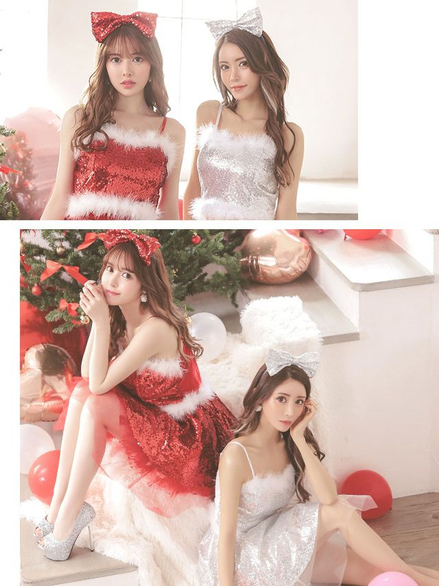 サンタ コスプレ サンタ衣装 サンタクロース セクシー 可愛い Tika ティカ スパンコールビジューファーセットアップサンタコスチューム